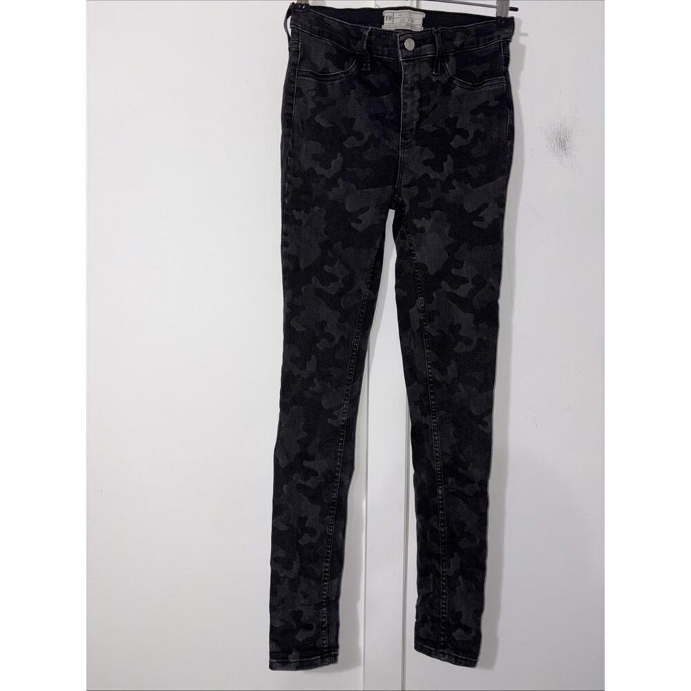 $185 Free People Women Black Camo High-Rise Ankle Skinny-Leg Jeans Size 26R‎ NEW